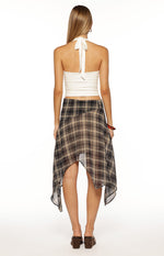 Khalea Blue Plaid Hanky Hem Midi Skirt Image