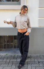 Lee Beige Plaid Funnel Neck Jacket