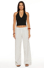 Loreta White Polka Dot Low Waist Pants