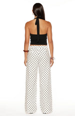 Loreta White Polka Dot Low Waist Pants