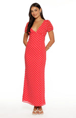Lovella Red Polka Dot Maxi Dress
