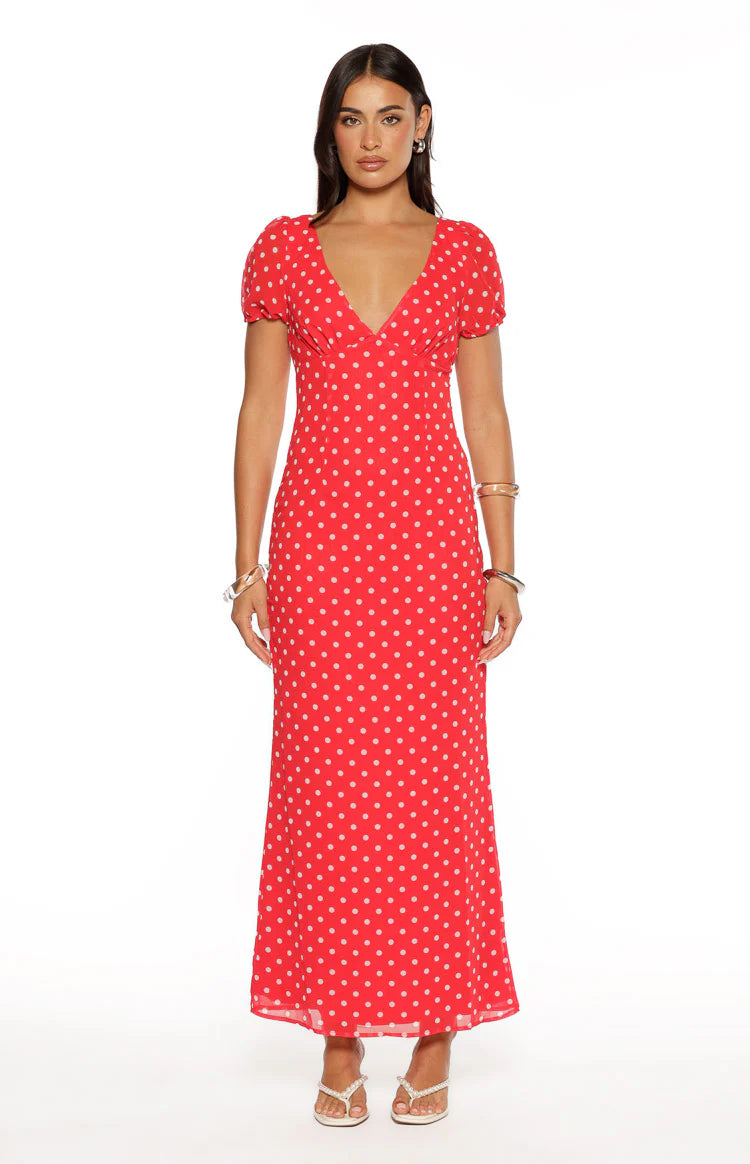Lovella Red Polka Dot Maxi Dress - US 2 | Beginning Boutique Exclusive Lovella Red Polka Dot Maxi Dress - US 2 | Beginning Boutique Exclusive