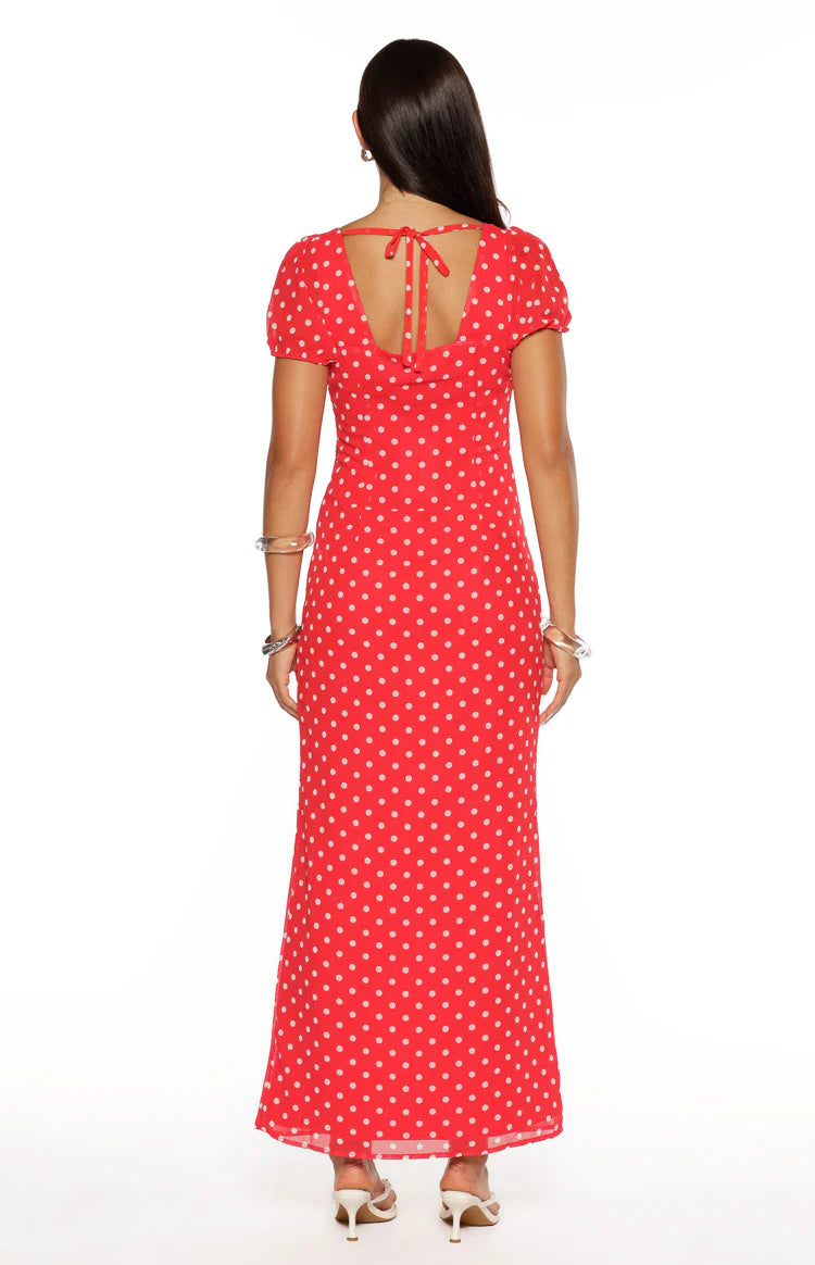 Lovella Red Polka Dot Maxi Dress - US 2 | Beginning Boutique Exclusive Lovella Red Polka Dot Maxi Dress - US 2 | Beginning Boutique Exclusive