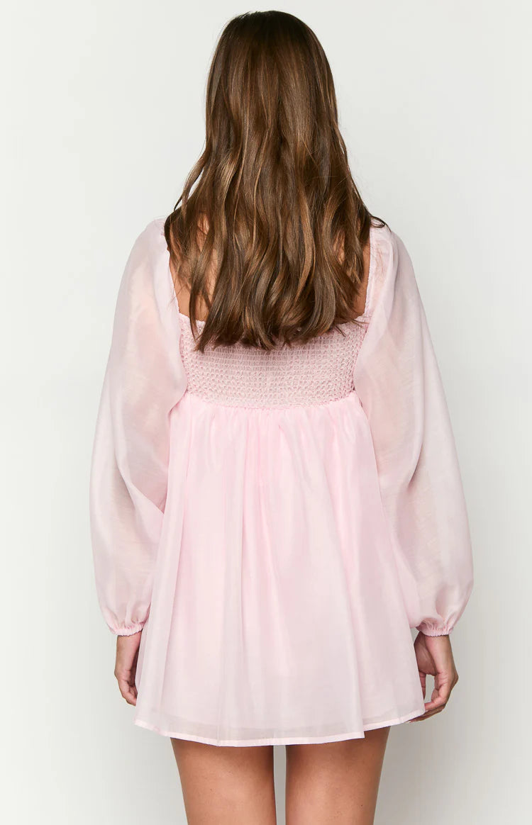 Narla Pink Long Sleeve Mini Dress - US 2 | Beginning Boutique Exclusive Narla Pink Long Sleeve Mini Dress - US 2 | Beginning Boutique Exclusive