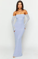 Beginning Boutique Odette Lilac Long Sleeve Formal Maxi Dress lilac off-the-shoulder bodycon ribbed maxi dress