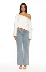Phoenix White Off Shoulder Long Sleeve Top