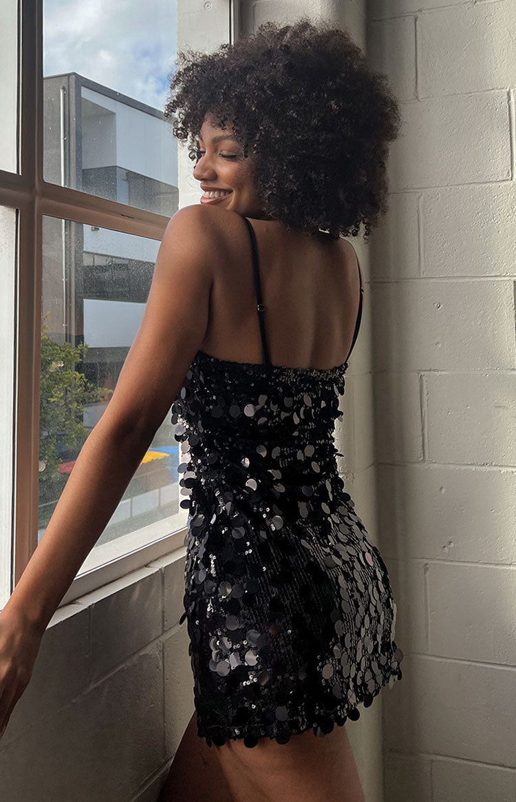 Radiant Black Sparkle Mini Dress - US 4