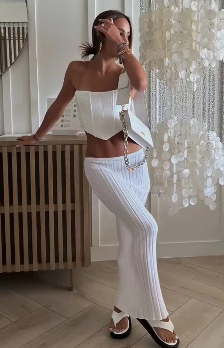 Sndys Baha Ribbed Skirt White S
