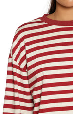 So Breezy Burgundy Stripe Long Sleeve Top