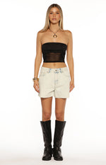 Stay Black Strapless Mesh Corset Top Image