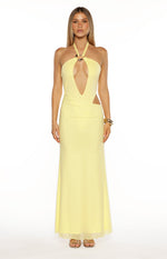 Stella Yellow Halter Cut Out Maxi Dress Image