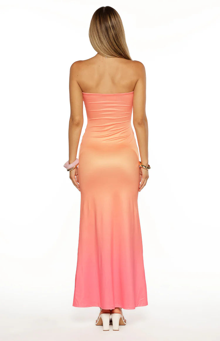 open lace back dress PALOMA ONE SHOULDER RUCHED MESH BODYCON MAXI DRESS main image 1