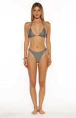 Talk That Talk Grey Sparkle Eyelet Bikini Top Image
