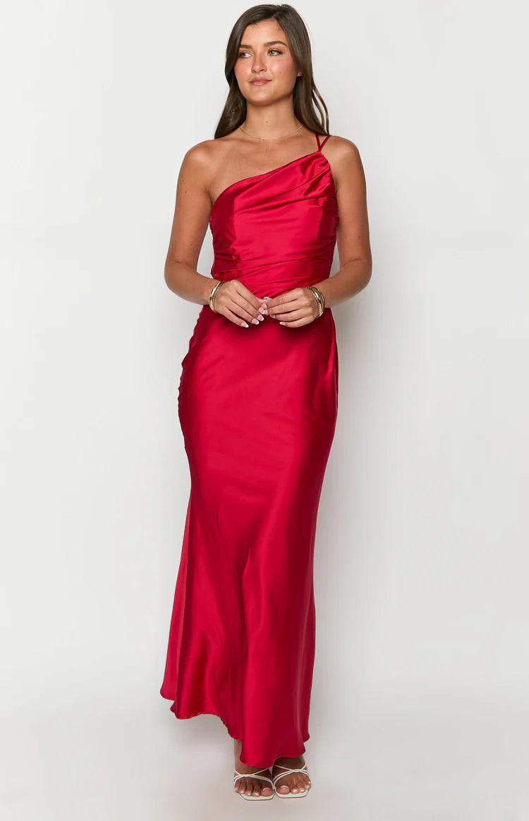 Tina Red Formal Maxi Dress - US 10 | Beginning Boutique Exclusive