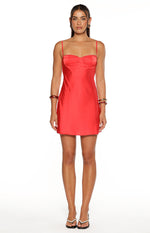 Tinsley Red Satin Party Mini Dress Image