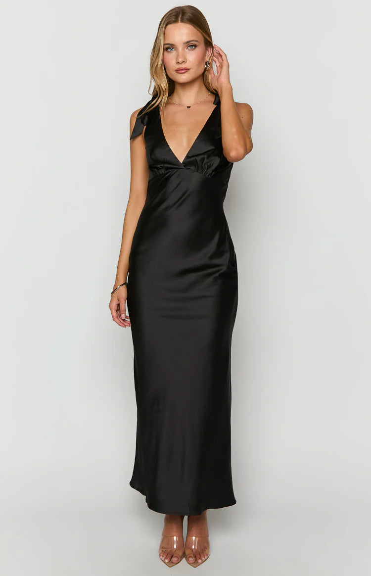 black maxi dress walmart Val Black Maxi Dress - US 4
