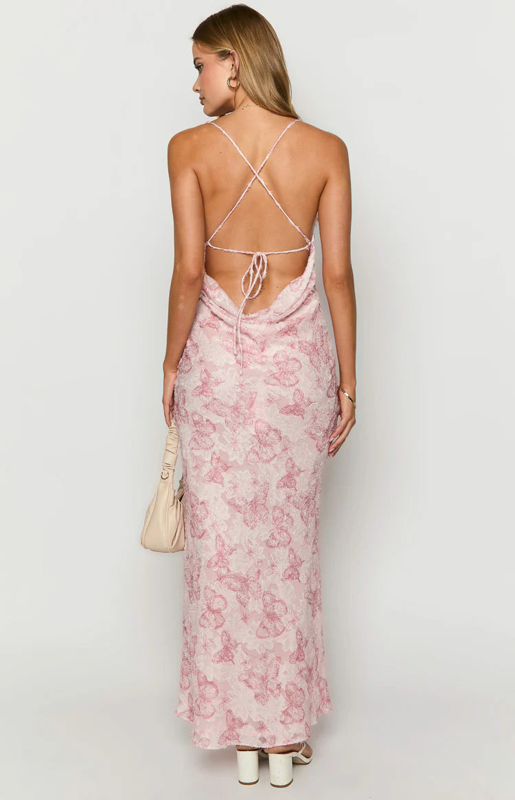 Valentina Pink Butterfly Maxi Dress - US 18 | Beginning Boutique Exclusive Valentina Pink Butterfly Maxi Dress - US 18 | Beginning Boutique Exclusive