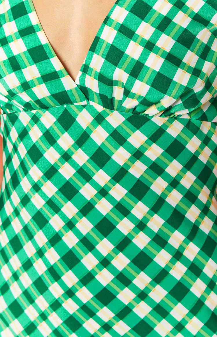 Verlaine Green Check Maxi Dress - US 0 | Beginning Boutique Exclusive Verlaine Green Check Maxi Dress - US 0 | Beginning Boutique Exclusive