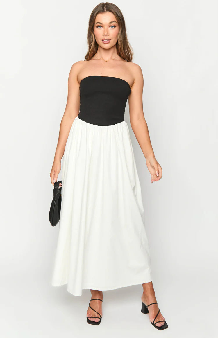 Wakerley Black Contrast Strapless Maxi Dress - 4 Wakerley Black Contrast Strapless Maxi Dress - 4