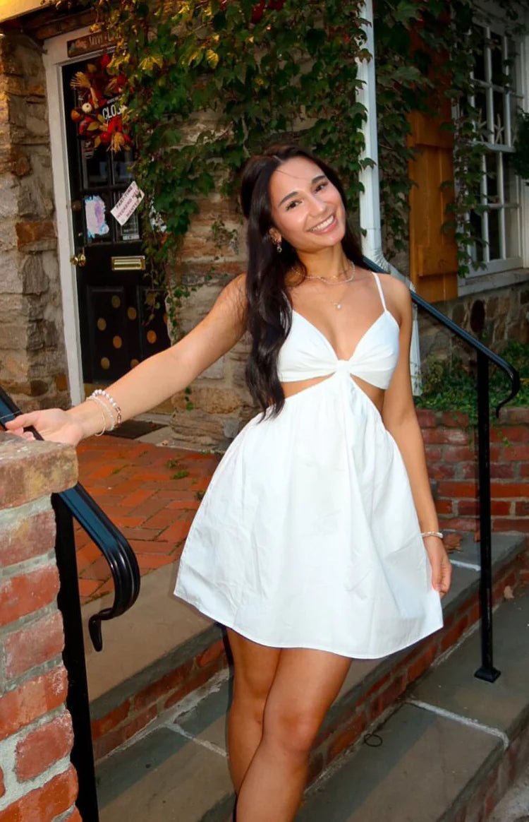 Amorgos White Mini Dress - US 10 | Beginning Boutique Exclusive Amorgos White Mini Dress - US 10 | Beginning Boutique Exclusive
