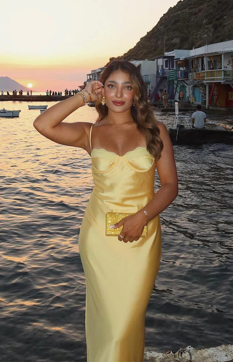 Mariana Yellow Lace Bust Midi Dress | Beginning Boutique US Mariana Yellow Lace Bust Midi Dress | Beginning Boutique US