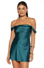 Zoella Teal Off The Shoulder Mini Dress
