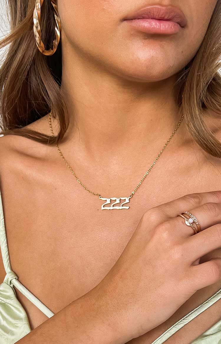222 Gold Angel Number Necklace Image