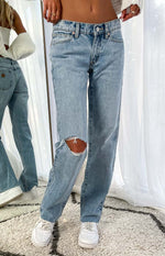 Abrand A 99 Rhonda Blue Rip Low Straight Jean Image