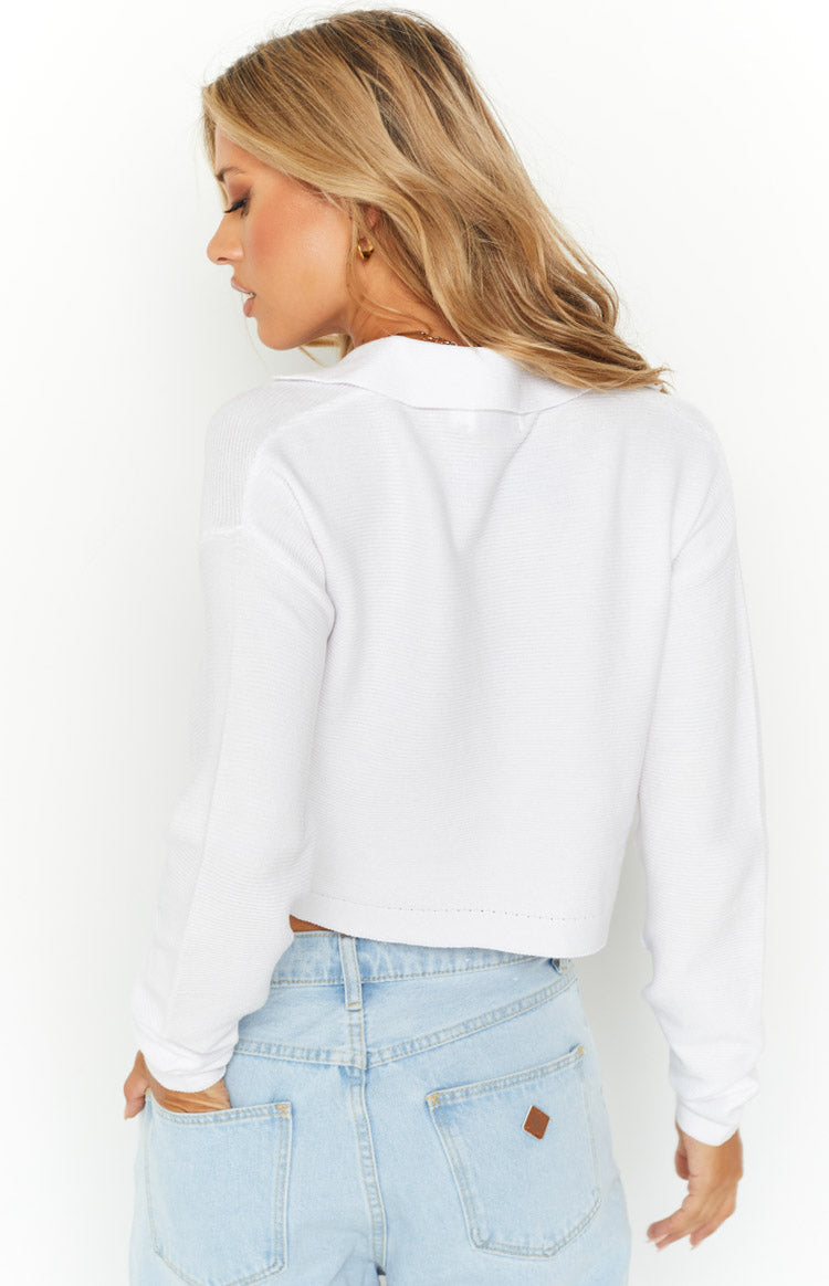 Adrian White Long Sleeve Knit Top Image