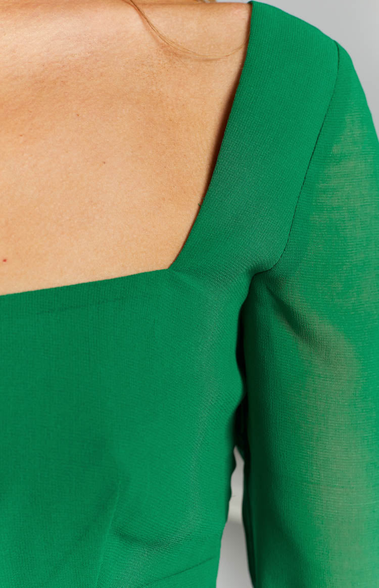 Amalfi Green Long Sleeve Lace Up Mini Dress Image