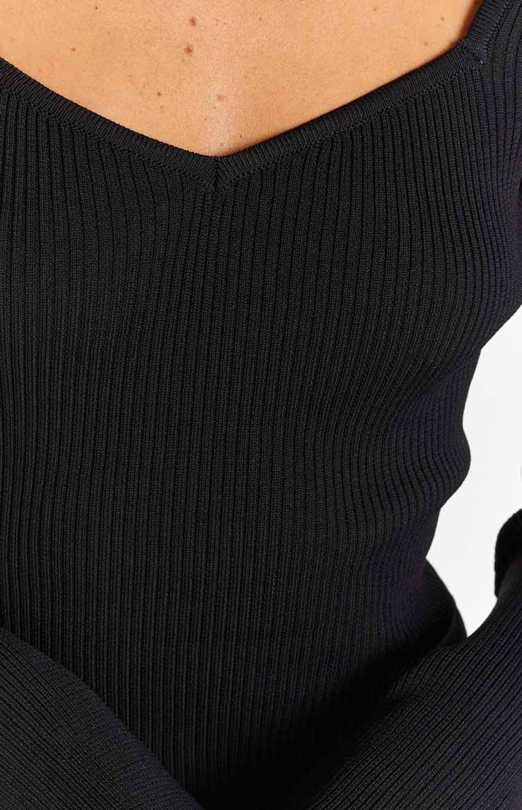 Amira Black Ribbed Long Sleeve Mini Dress – Beginning Boutique US