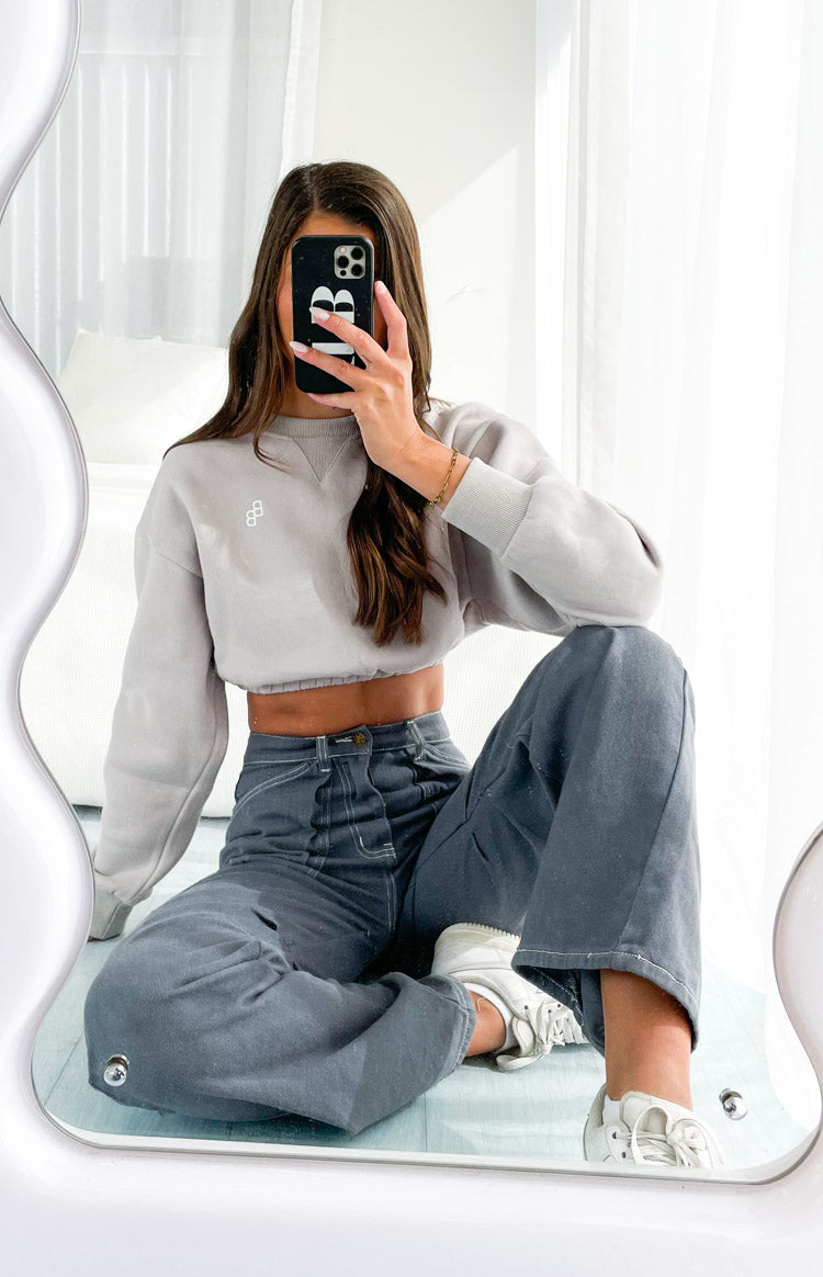Annie Grey Cropped Sweater Image