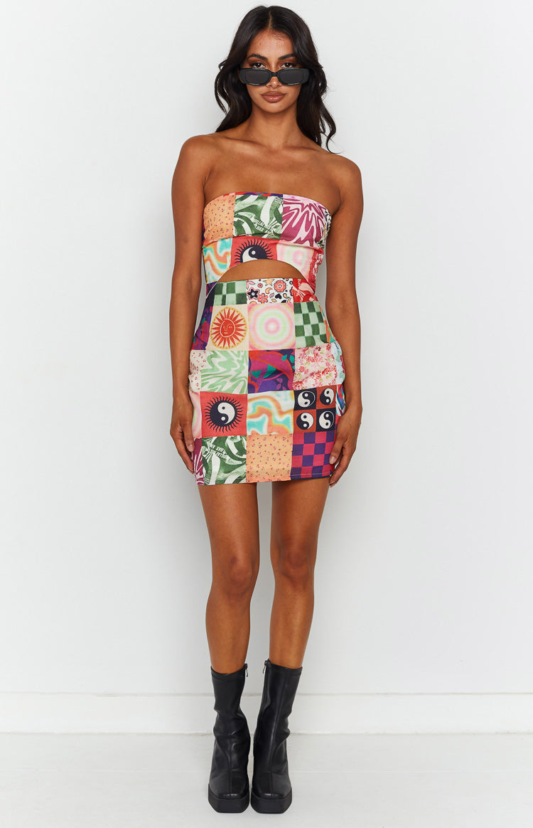 Candace Multi Print Strapless Mini Dress Image