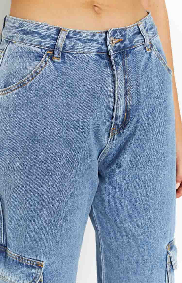 Coco Blue Denim Cargo Jeans Beginning Boutique US