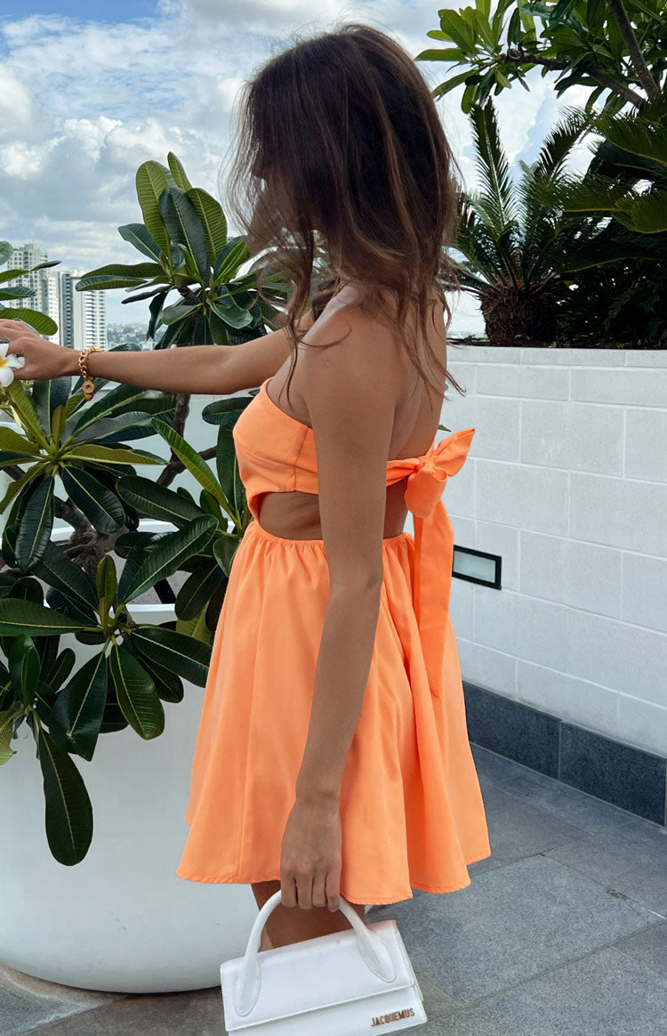 Cora Orange Tie Back Mini Dress – Beginning Boutique US