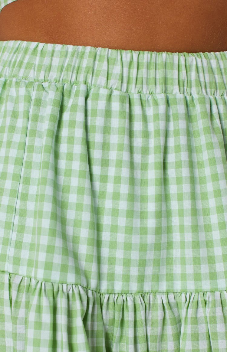 Cosmos Maxi Skirt Green Gingham Image