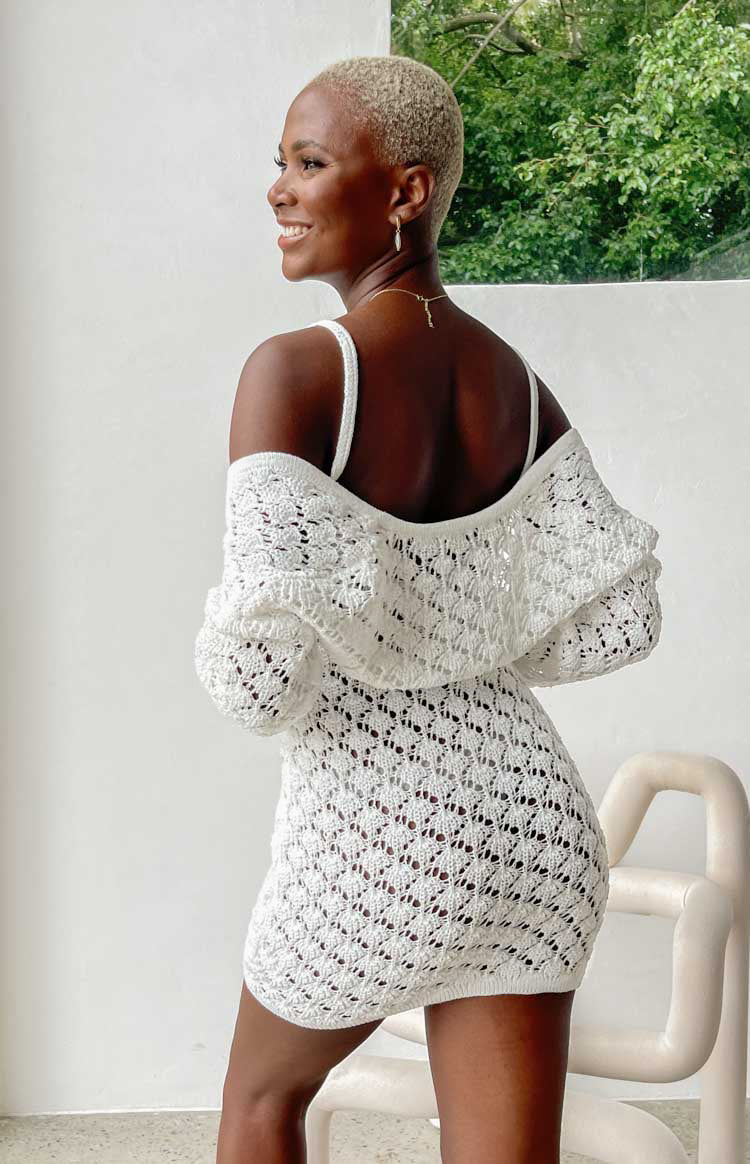 Courtney White Knit Mini Dress Image