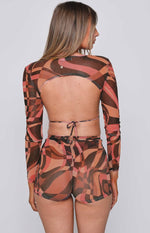 Undercover Brown Print Mesh Top – Beginning Boutique US