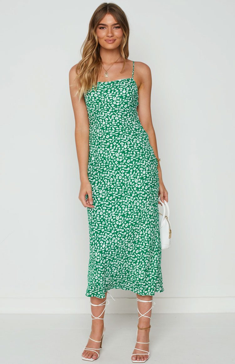 Delphine Green Floral Midi Dress Image