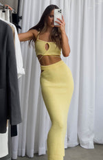 Ellah Yellow Knit Midi Skirt Image