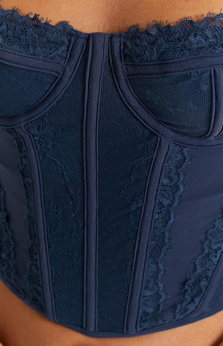 Evangeline Blue Lace Corset Top Image