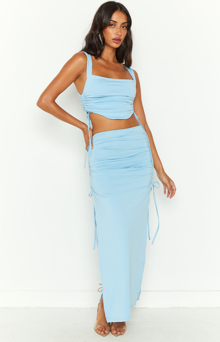 Farrar Blue Ruched Maxi Skirt Image