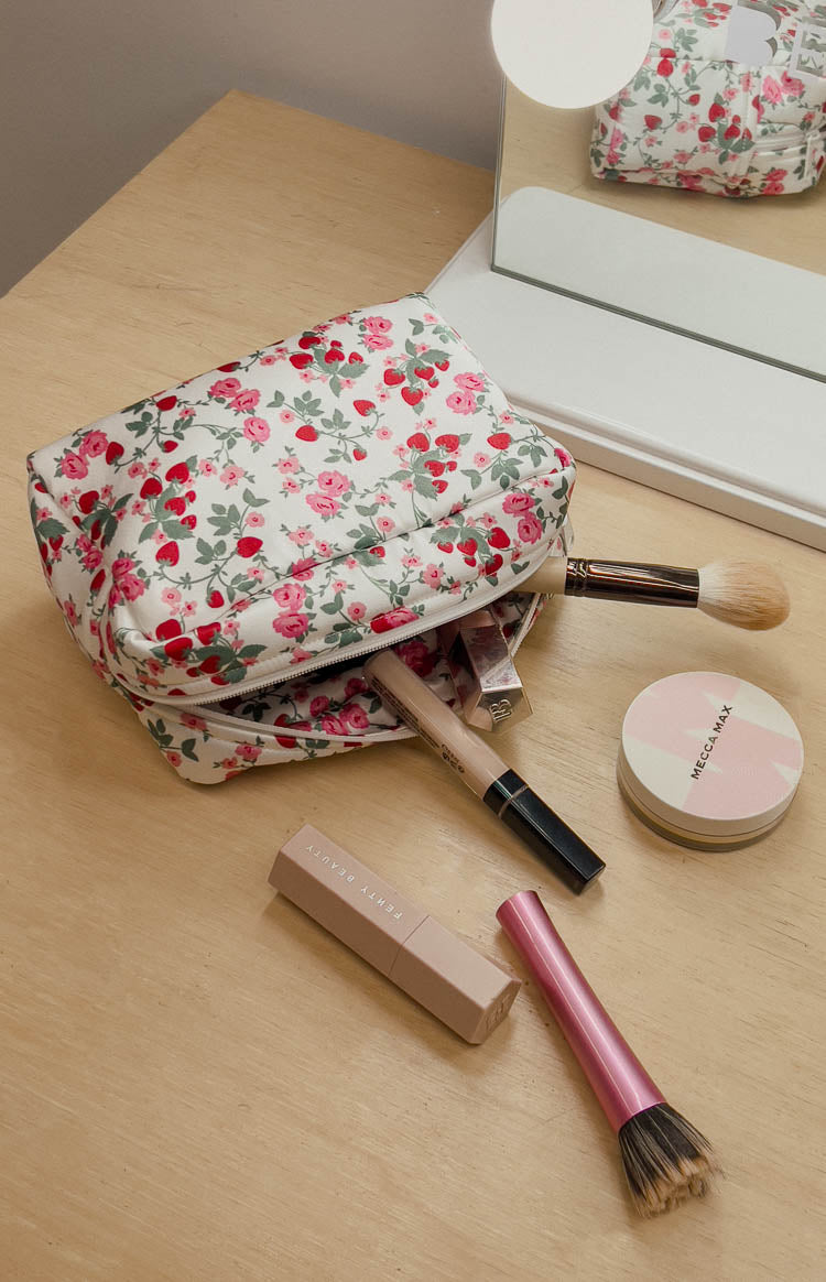 Floral Satin Make-Up Bag Image