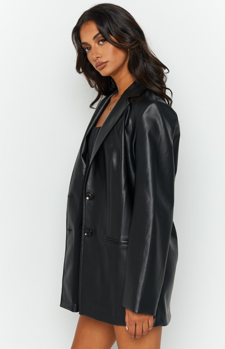 Galantis Black PU Blazer