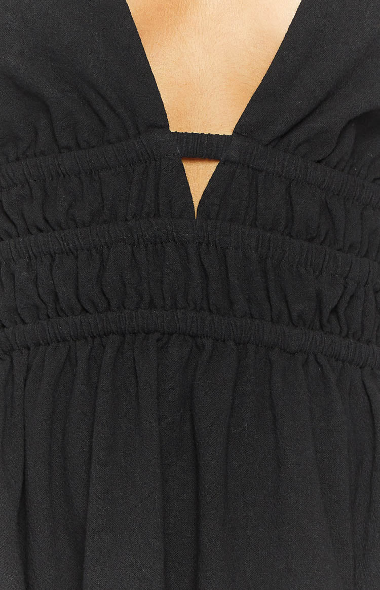 Genovia Crinkle Black Mini Dress Image