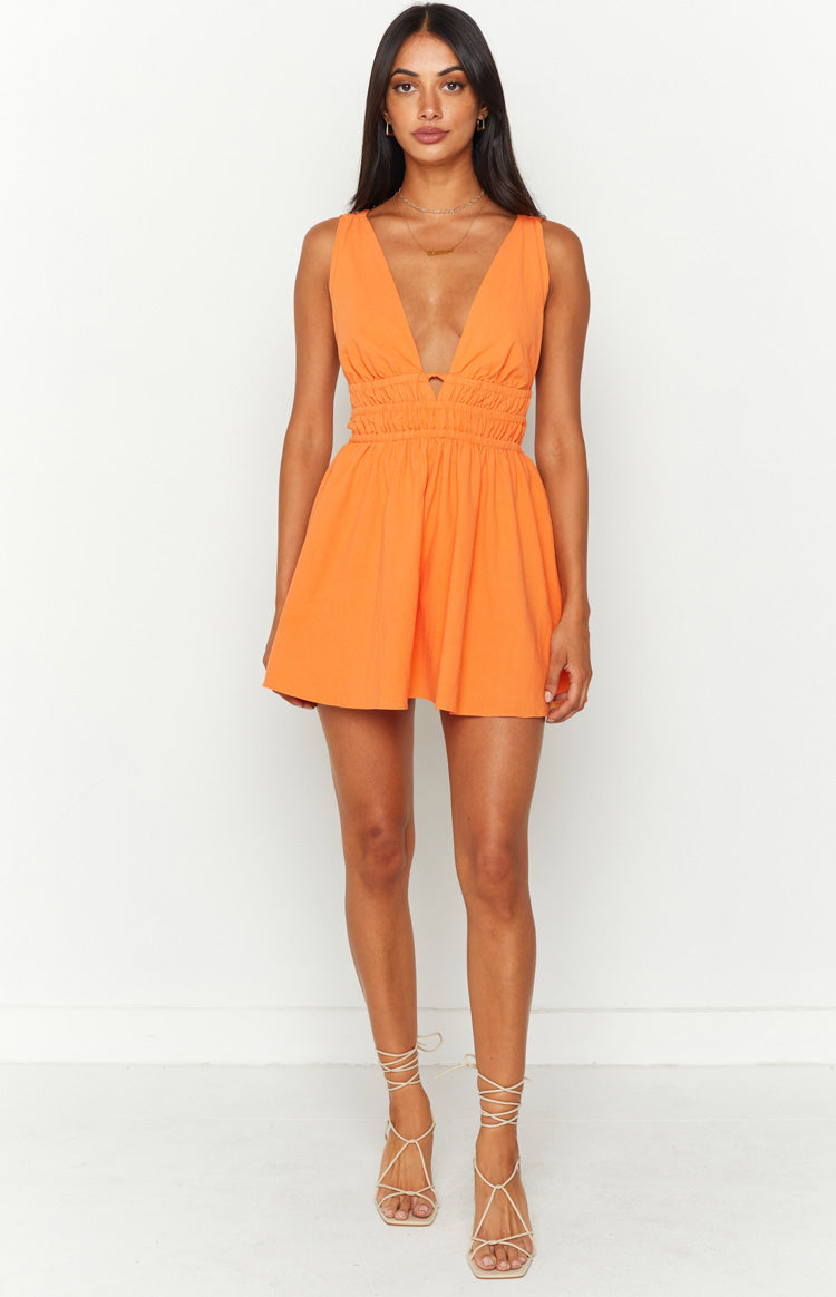 Genovia Crinkle Orange Mini Dress Image