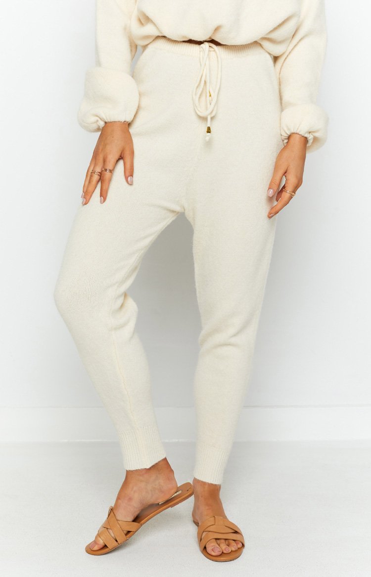 Home Girl Knit Track Pants Cream Image