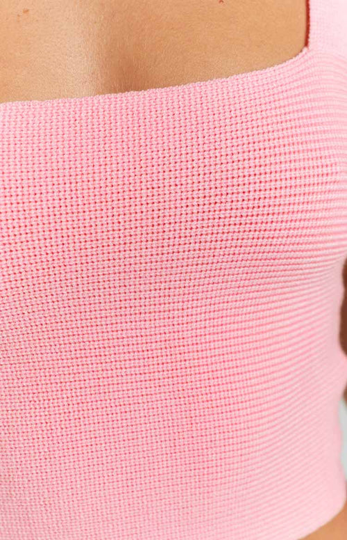 Jellie Pink Knit Twist Top – Beginning Boutique US