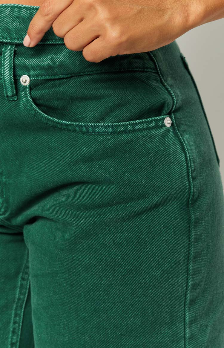 Kansis Green Uneven Waist Jeans Image