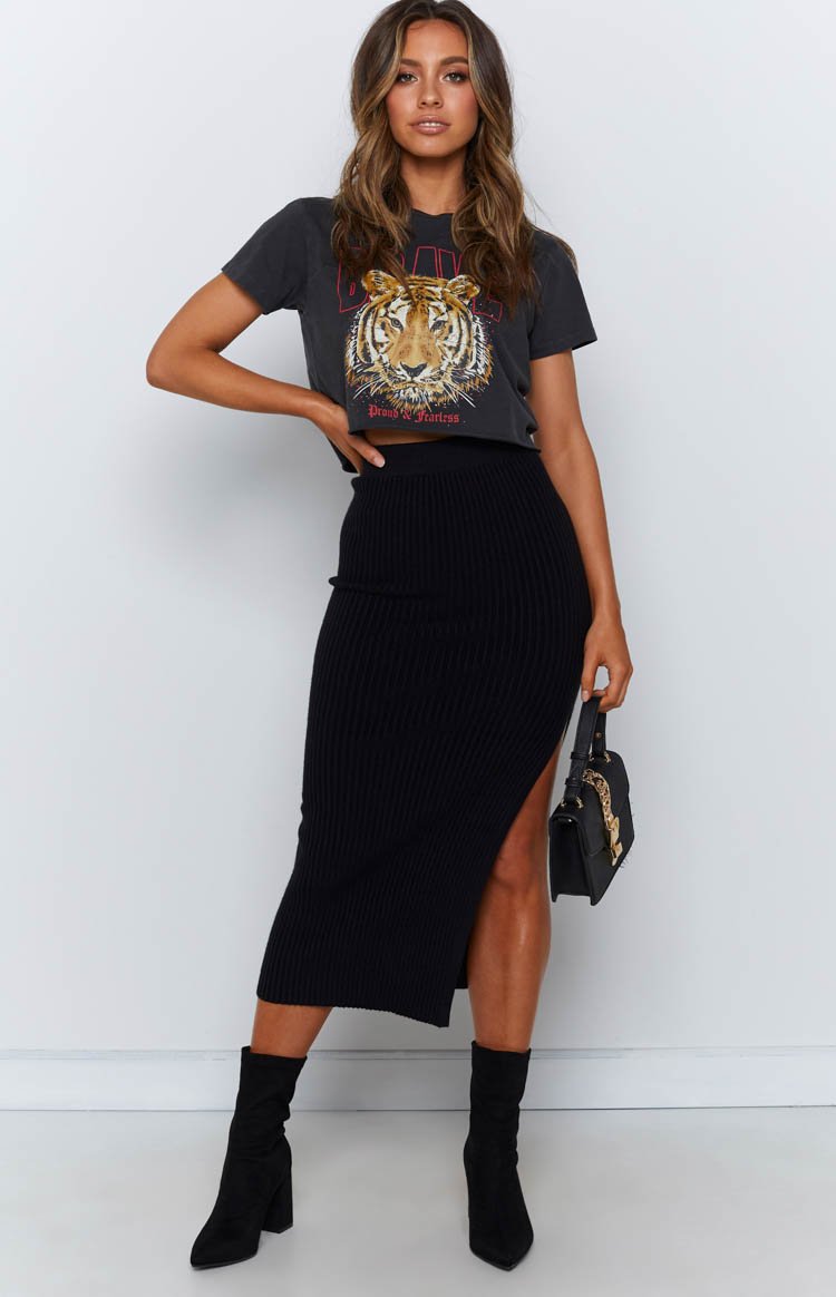 Laurena Knit Midi Skirt Black Image